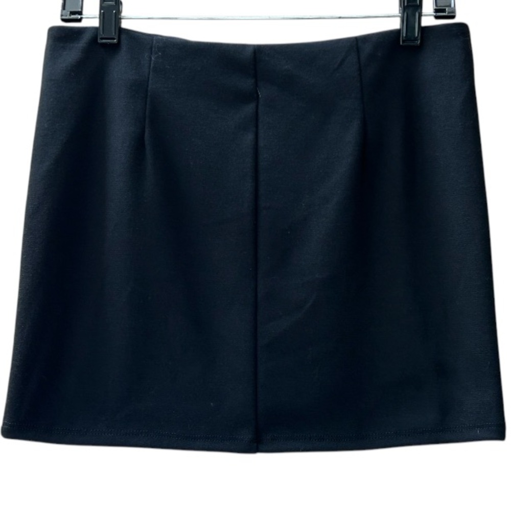Hot Topic Black Mini Skirt Triple Zippers Stretch Goth Grunge Size M - Picture 4 of 9